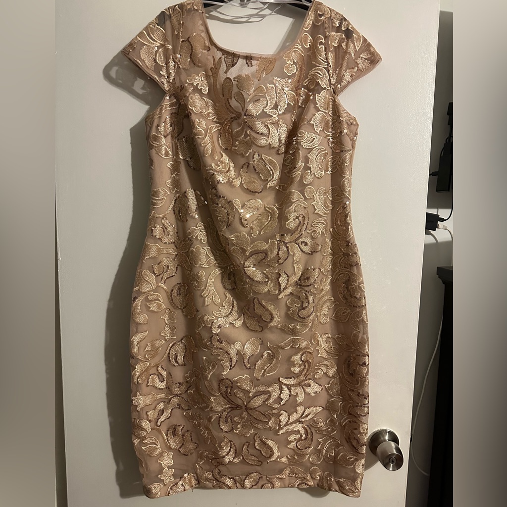 calvin klein rose gold dress Stunning Calvin Klein Rose Gold Sequence Gown